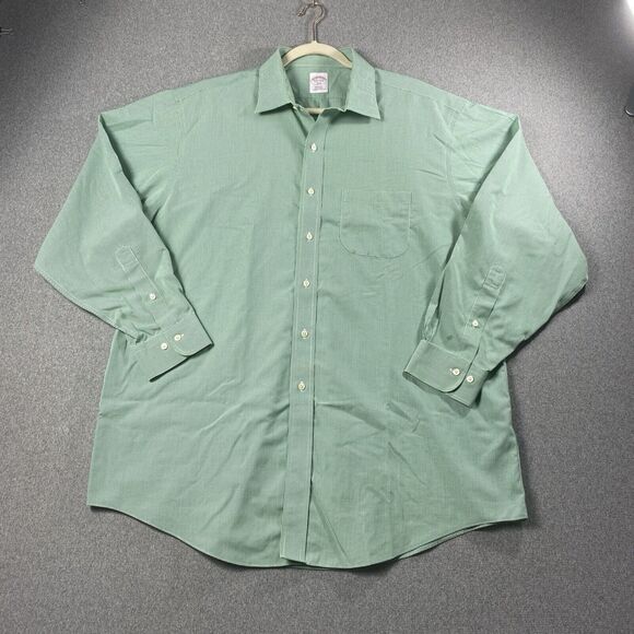 brooks brothers Mens Dress Shirt Size 17.5 Green Regular Fit Non-iron - Picture 1 of 4